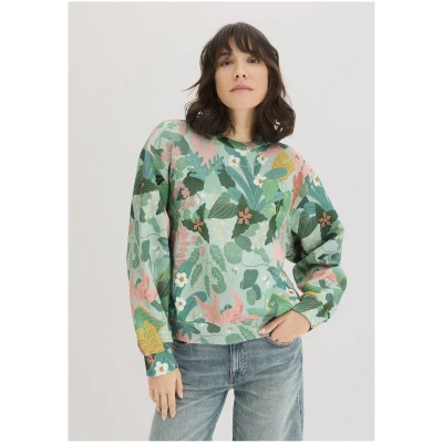 hessnatur Damen NAITO × HESSNATUR Print Sweatshirt Relaxed aus Bio-Baumwolle - grün - Größe 34
