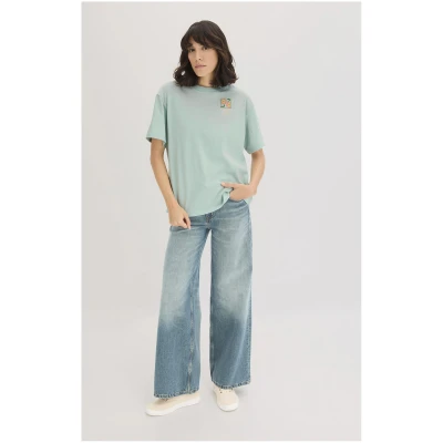 hessnatur Damen NAITO × HESSNATUR Print T-Shirt Oversize aus Bio-Baumwolle - grün - Größe 34