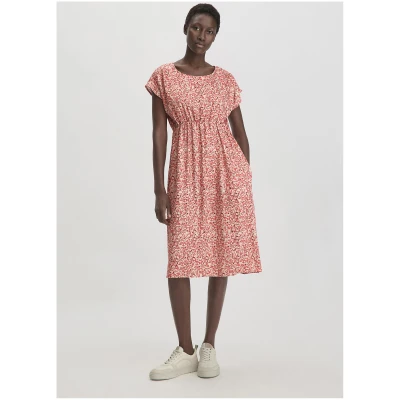 hessnatur Damen Print Kleid Knielang Relaxed aus LENZING™ ECOVERO™ Viskose - braun - Größe 34