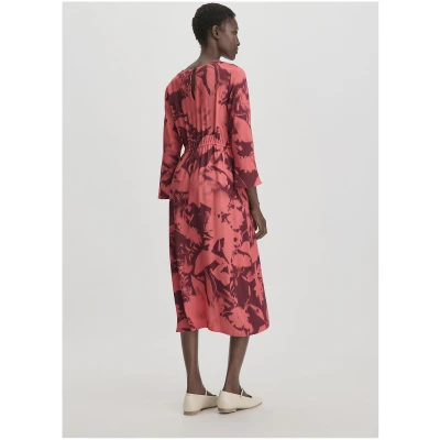 hessnatur Damen Print Kleid Midi Relaxed aus LENZING™ ECOVERO™ Viskose - braun - Größe 34