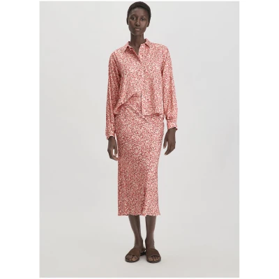 hessnatur Damen Print Rock Midi Regular aus LENZING™ ECOVERO™ Viskose - braun - Größe 34