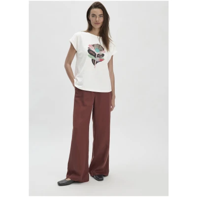 hessnatur Damen Print T-Shirt Oversize aus Bio-Baumwolle - weiß - Größe L
