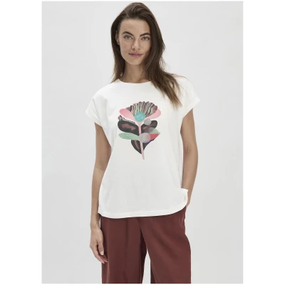 hessnatur Damen Print T-Shirt Oversize aus Bio-Baumwolle - weiß - Größe L