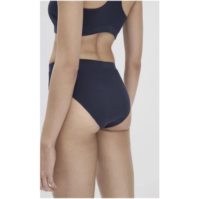 hessnatur Damen Ripp-Taillenslip High Waist SOFT RIB aus Bio-Baumwolle - blau - Größe 34