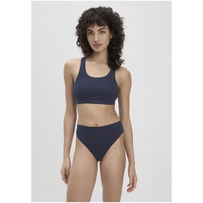 hessnatur Damen Ripp-Taillenslip High Waist SOFT RIB aus Bio-Baumwolle - blau - Größe 34