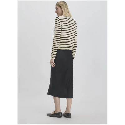 hessnatur Damen Rock Midi Regular aus LENZING™ ECOVERO™ Viskose - schwarz - Größe 34