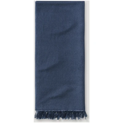 hessnatur Damen Schal aus Schurwolle mit Seide - blau - Größe 45x200 cm