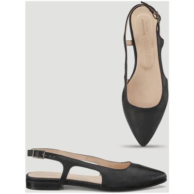 hessnatur Damen Slingback aus chromfrei gegerbtem Glatt-Leder - schwarz - Größe 36