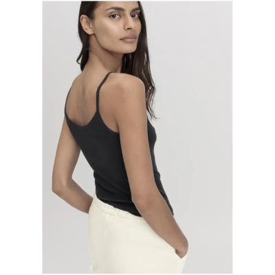 hessnatur Damen Spaghetti Top Fitted 2er-Set PURE NATURE aus Bio-Baumwolle - schwarz - Größe 34