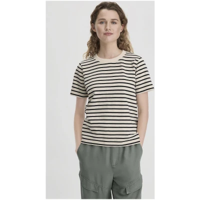 hessnatur Damen Streifen Heavy Jersey Slub T-Shirt Relaxed aus Bio-Baumwolle - natur - Größe 34