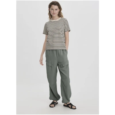 hessnatur Damen Streifen Heavy Jersey Slub T-Shirt Relaxed aus Bio-Baumwolle - natur - Größe 34