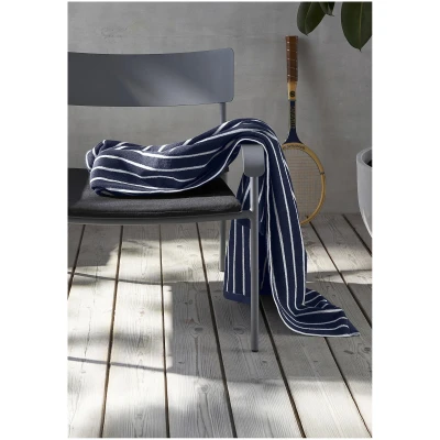 hessnatur Frottier-Handtuch Streifen aus Bio-Baumwolle - blau - Größe 80x200 cm