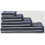hessnatur Frottier-Handtuch Streifen aus Bio-Baumwolle - blau - Größe 80x200 cm