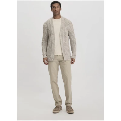hessnatur Herren Ajour Strickjacke Regular aus Bio-Baumwolle - beige - Größe 46