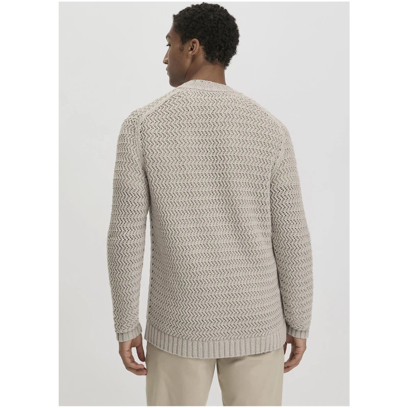 hessnatur Herren Ajour Strickjacke Regular aus Bio-Baumwolle - beige - Größe 46