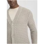 hessnatur Herren Ajour Strickjacke Regular aus Bio-Baumwolle - beige - Größe 46
