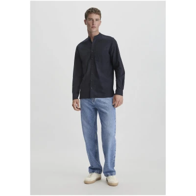 hessnatur Herren Chambray Hemd Regular aus Bio-Baumwolle mit Hanf und Yak - blau - Größe XS (37/38)
