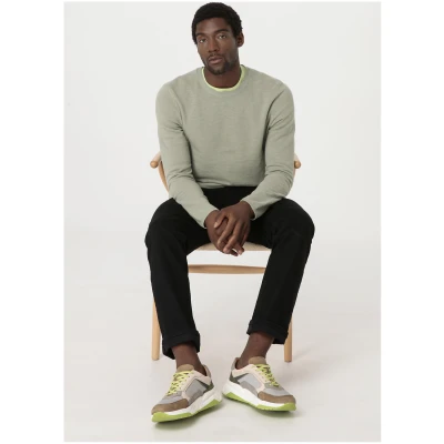 hessnatur Herren Leder-Sneaker Runner aus chromfrei gegerbtem Leder und Bio-Baumwolle - grau - Größe 41
