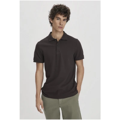 hessnatur Herren Piqué Polo Regular aus Bio-Baumwolle - braun - Größe 46
