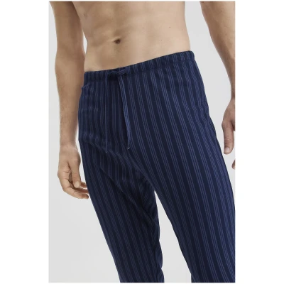 hessnatur Herren Schlafhose Relaxed PURE NATURE aus Bio-Baumwolle - blau - Größe 46