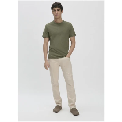 hessnatur Herren T-Shirt Regular aus Bio-Baumwolle und Leinen - grün - Größe 46