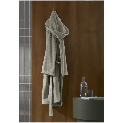 hessnatur Kurzer Bademantel Relaxed aus Bio-Baumwolle - beige - Größe L