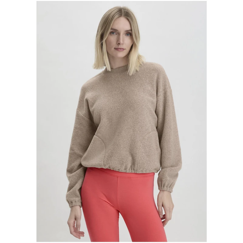 hessnatur Loungewear Fleece Sweatshirt Relaxed ACTIVE LIGHT aus Bio-Baumwolle - beige - Größe L