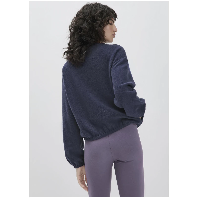 hessnatur Loungewear Fleece Sweatshirt Relaxed ACTIVE LIGHT aus Bio-Baumwolle - blau - Größe L