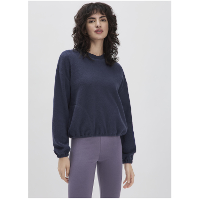 hessnatur Loungewear Fleece Sweatshirt Relaxed ACTIVE LIGHT aus Bio-Baumwolle - blau - Größe L