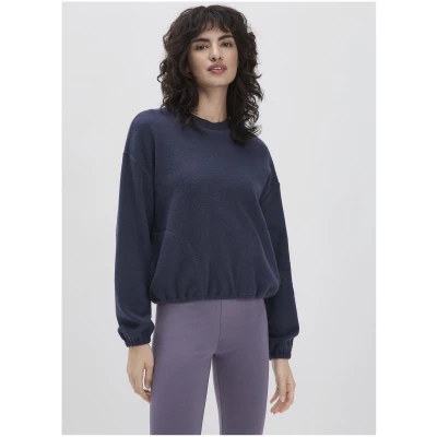 hessnatur Loungewear Fleece Sweatshirt Relaxed ACTIVE LIGHT aus Bio-Baumwolle - blau - Größe L