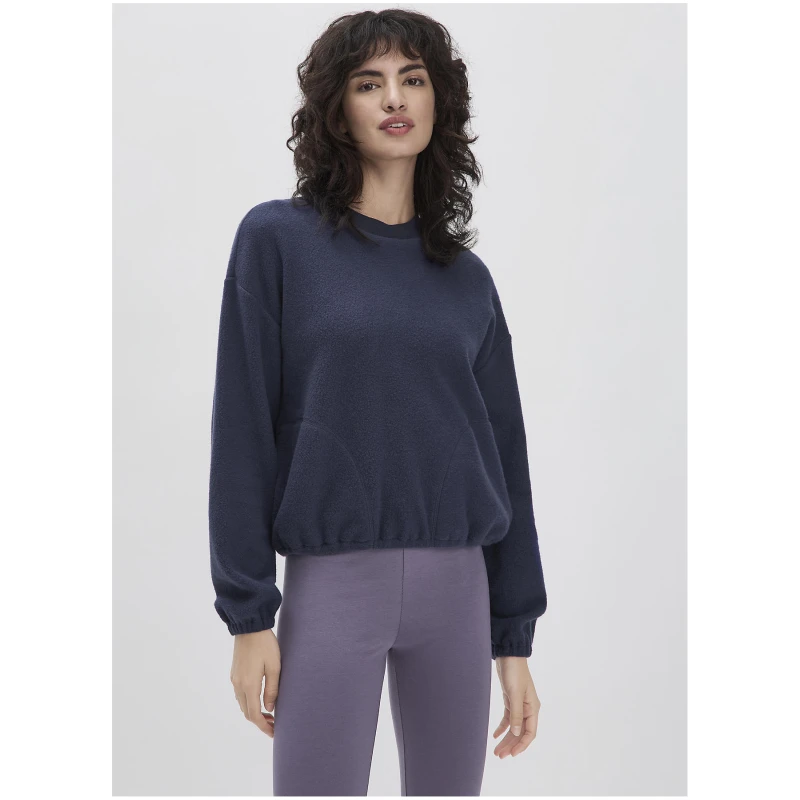 hessnatur Loungewear Fleece Sweatshirt Relaxed ACTIVE LIGHT aus Bio-Baumwolle - blau - Größe L