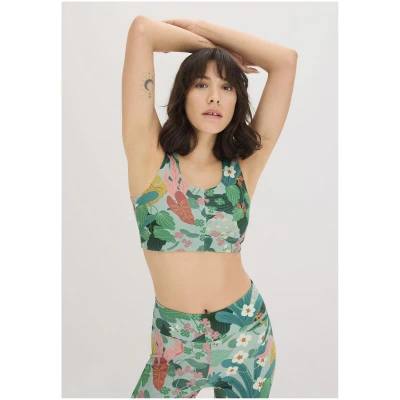 hessnatur Loungewear NAITO x HESSNATUR Print Bustier ACTIVE LIGHT aus Bio-Baumwolle - grün - Größe 34