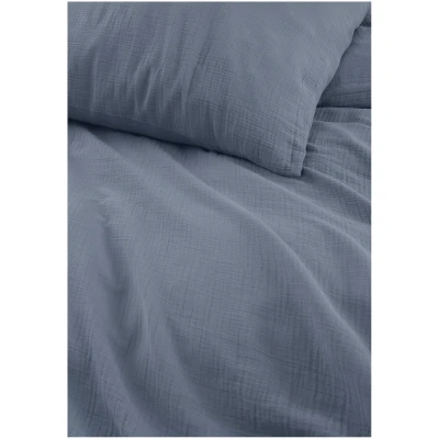 hessnatur Musselin Bettwäsche-Set aus Bio-Baumwolle - blau - Größe 135x200 / 80x80 cm