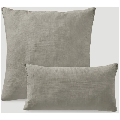 hessnatur Musselin Kissenbezug aus Bio-Baumwolle - beige - Größe 40x80 cm