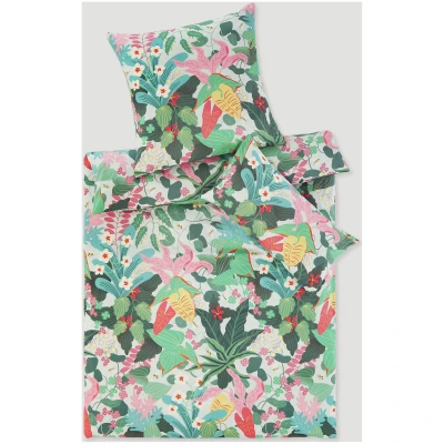 hessnatur NAITO × HESSNATUR Satin Bettwäsche-Set aus Bio-Baumwolle - grün - Größe 135x200 / 40x80 cm