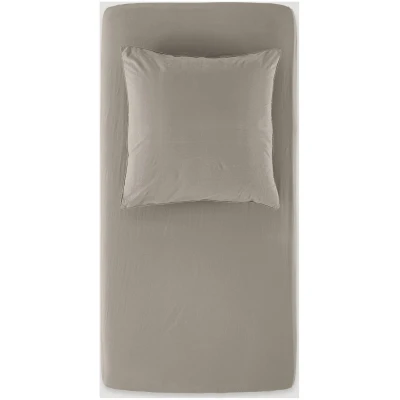 hessnatur Perkal Spannbettlaken aus Bio-Baumwolle - beige - Größe 90-100x200 cm