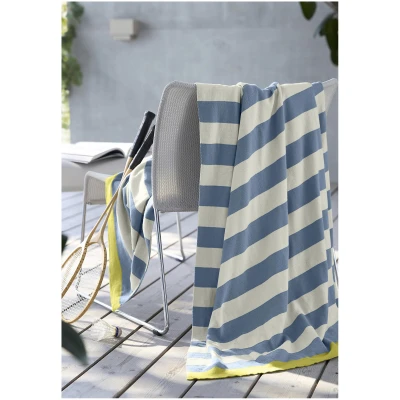 hessnatur Plaid BARI aus Bio-Baumwolle - blau - Größe 130x180 cm