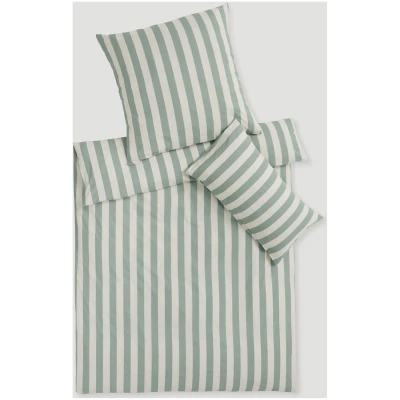 hessnatur Renforcé Bettwäsche-Set CANNES aus Bio-Baumwolle - grün - Größe 135x200 / 40x80 cm