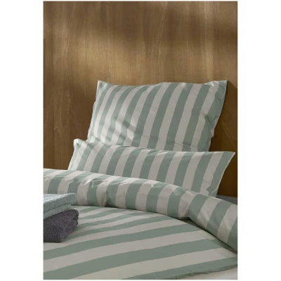 hessnatur Renforcé Bettwäsche-Set CANNES aus Bio-Baumwolle - grün - Größe 135x200 / 40x80 cm