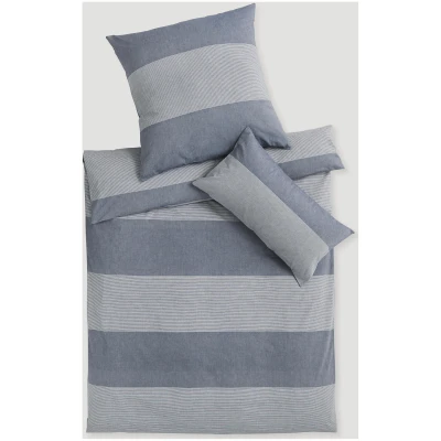 hessnatur Renforcé Bettwäsche-Set RENA aus Bio-Baumwolle - blau - Größe 135x200 / 40x80 cm