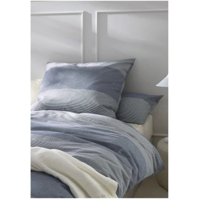 hessnatur Renforcé Bettwäsche-Set RENA aus Bio-Baumwolle - blau - Größe 135x200 / 40x80 cm