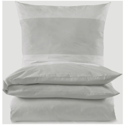 hessnatur Renforcé Bettwäsche-Set RENA aus Bio-Baumwolle - grau - Größe 135x200 / 40x80 cm