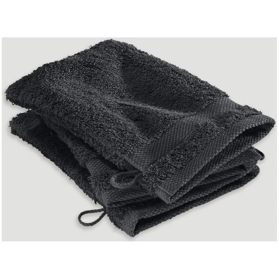 hessnatur Waschhandschuh im 3er-Pack aus Bio-Baumwolle - schwarz - Größe 15x20 cm