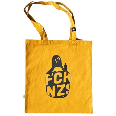 päfjes Feste Baumwolltasche aus biologischem Anbau / Fair - Stinkefinger Pinguin Paule - FckNzs