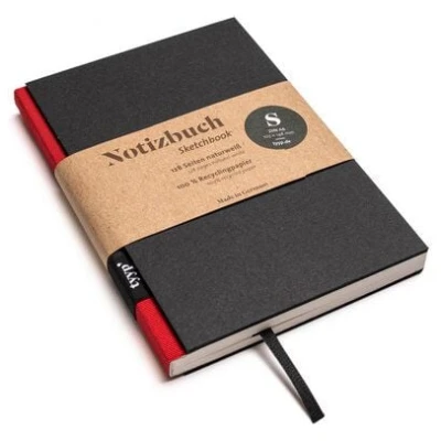tyyp Nachhaltiges kleines Design-Notizbuch (Schwarz) aus 100 % Recyclingpapier "BerlinBook"