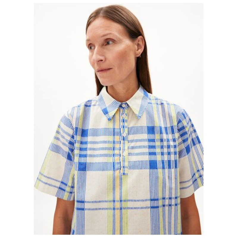 ARMEDANGELS NELINAA COLLEGE CHECK - Damen Bluse Relaxed Fit aus Bio-Baumwolle