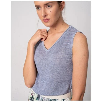 Alma & Lovis Stricktop aus edlem Bio-Baumwoll- / Leinen-Mix | Cot-Lin Top
