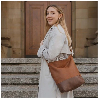 BOWLEANIES TASCHEN 2-in-1 Rucksacktasche aus Lederfaserstoff