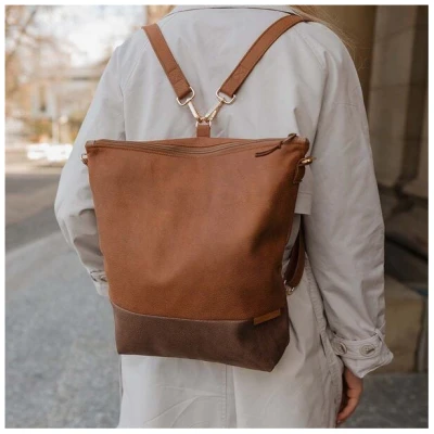 BOWLEANIES TASCHEN 2-in-1 Rucksacktasche aus Lederfaserstoff