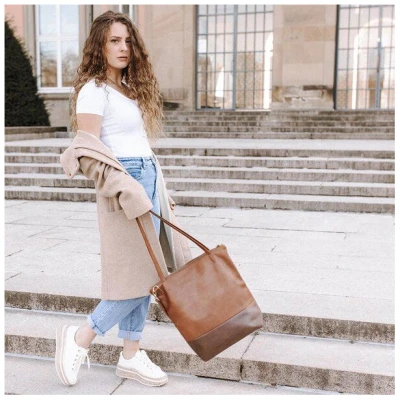 BOWLEANIES TASCHEN Shopper & Umhängetasche aus Lederfaserstoff mit Reißverschluss